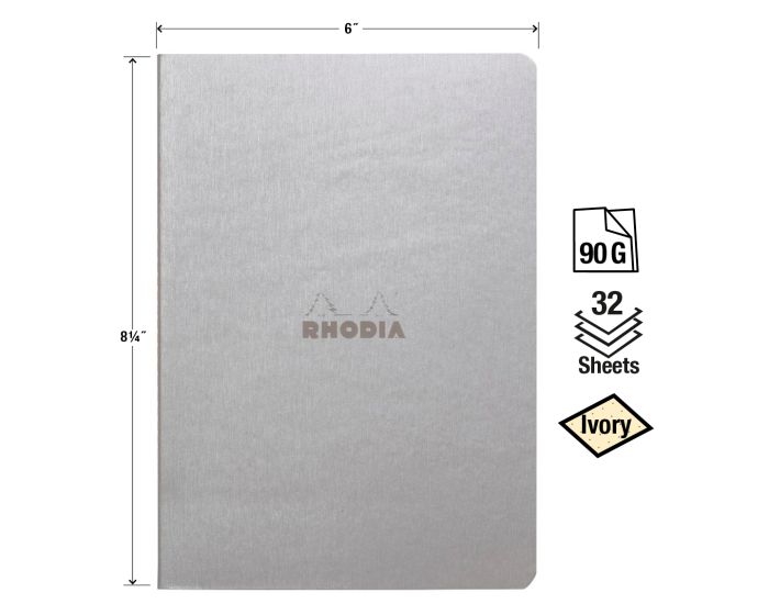 Rhodia Sewn Spine Rhodiarama A5 Notebook Silver