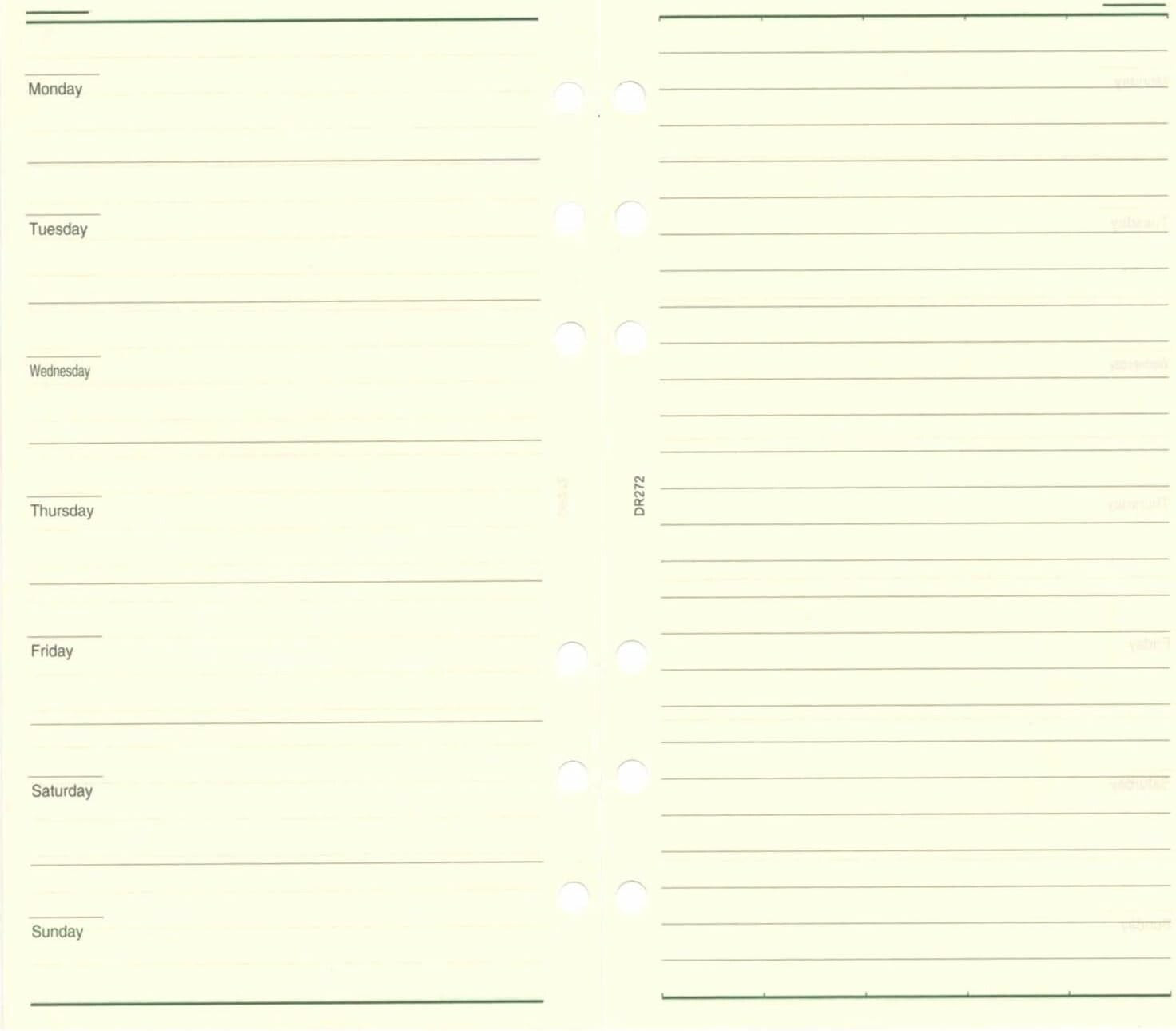Raymay Davinci Note Bible Size Refill - Weekly Schedule
