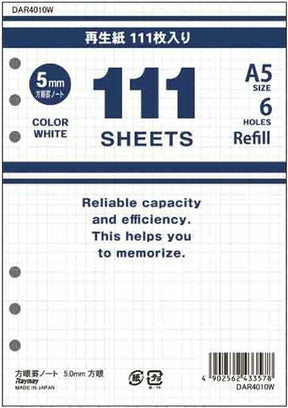 Raymay Davinci Note Refills A5 - Economy White Grid