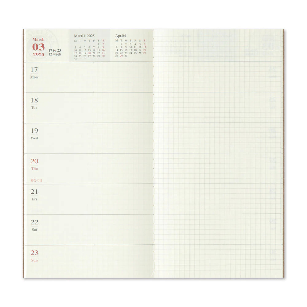 TRAVELER'S COMPANY Regular Size Diary 2025 - Weekly + Memo