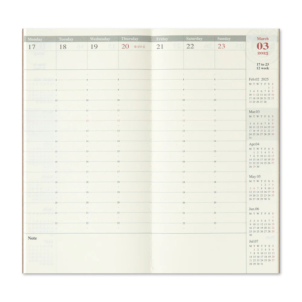 TRAVELER'S COMPANY Vertical Size Diary 2025 - A5 Slim Weekly