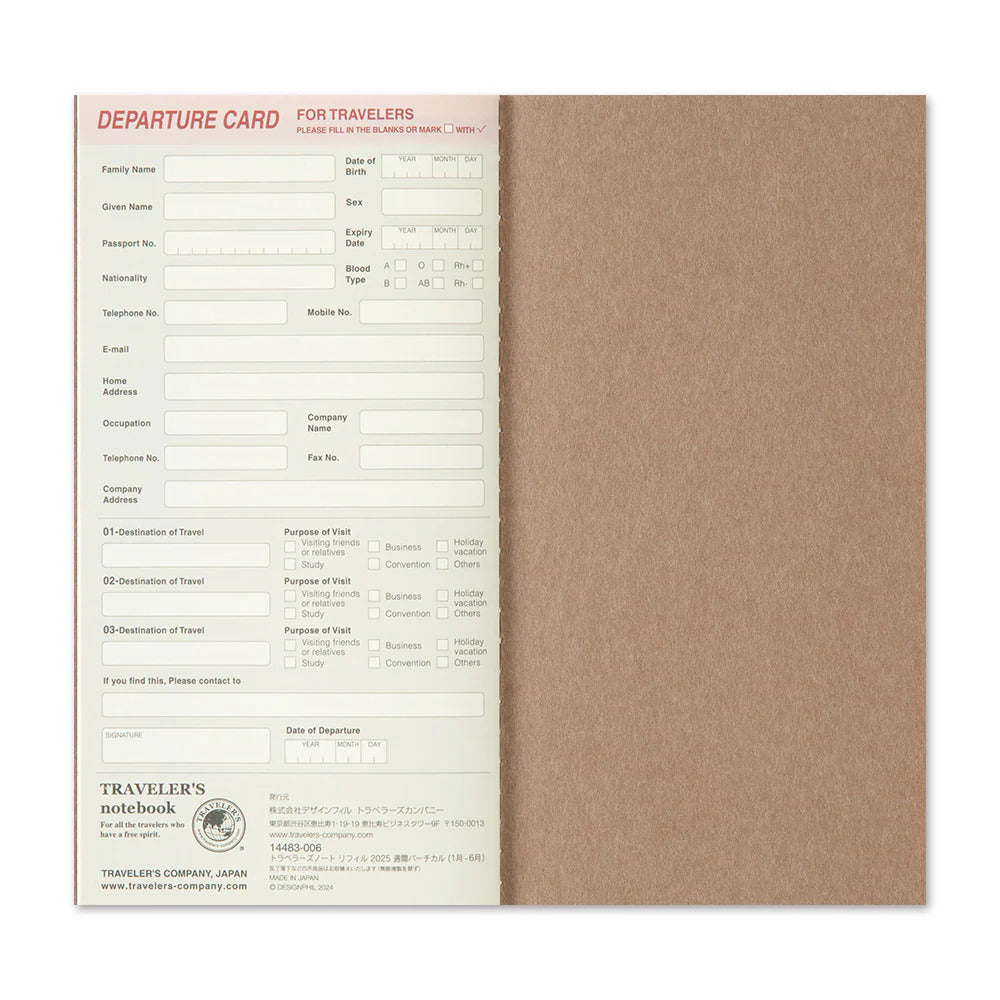 TRAVELER'S COMPANY Vertical Size Diary 2025 - A5 Slim Weekly