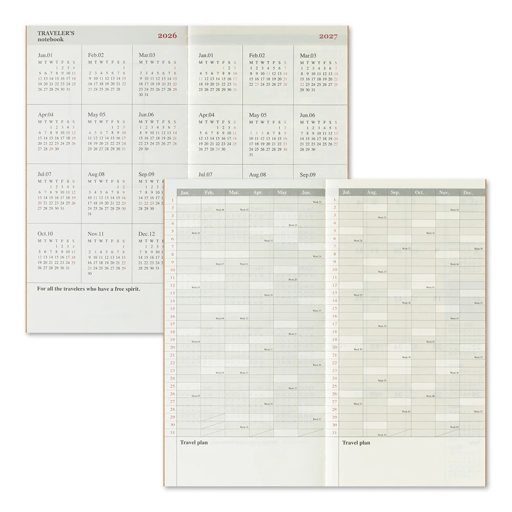 TRAVELER'S COMPANY Regular Size Diary 2026 - Monthly