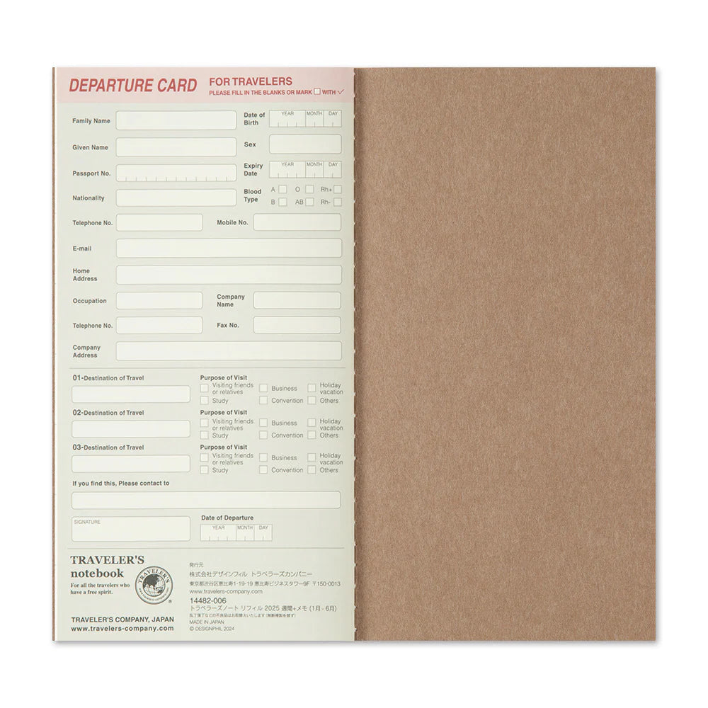 TRAVELER'S COMPANY Regular Size Diary 2026 - Weekly + Memo