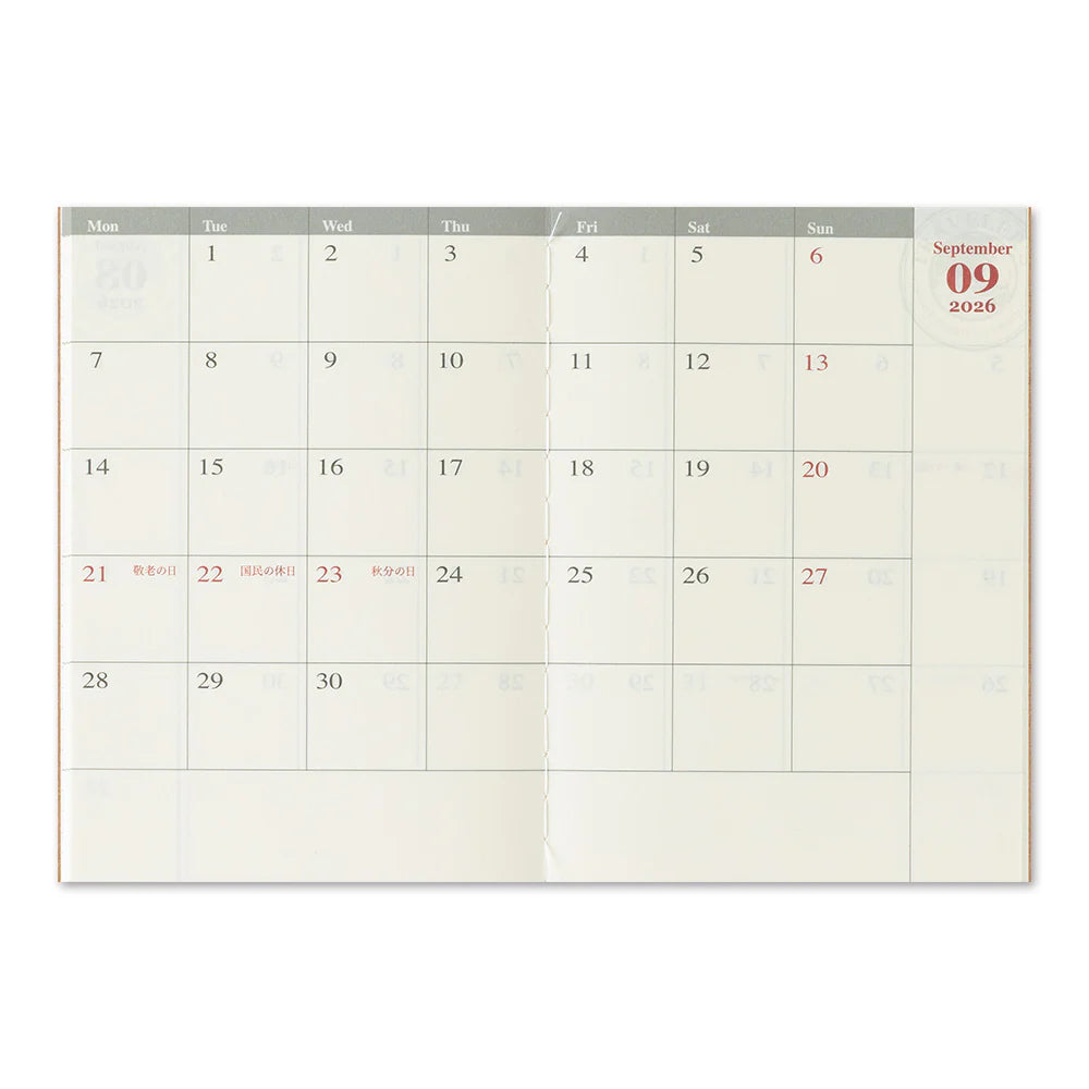TRAVELER'S COMPANY Passport Size Diary 2026 - Monthly