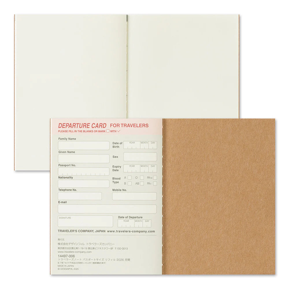 TRAVELER'S COMPANY Passport Size Diary 2026 - Monthly