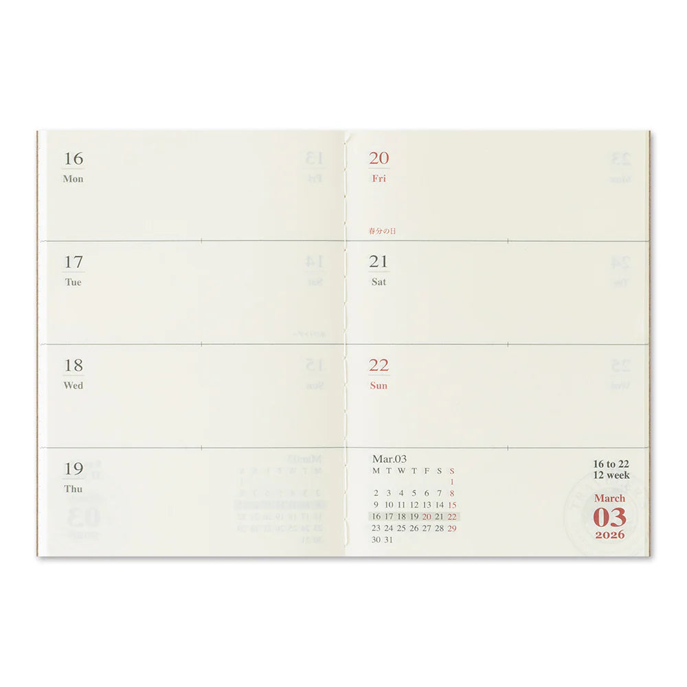 TRAVELER'S COMPANY Passport Size Diary 2026 - Weekly