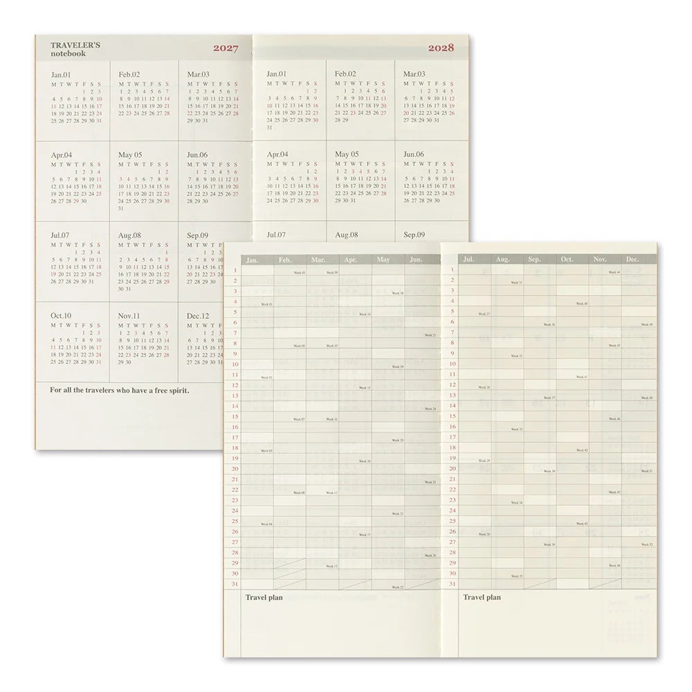TRAVELER'S COMPANY Regular Size Diary 2027 - Monthly