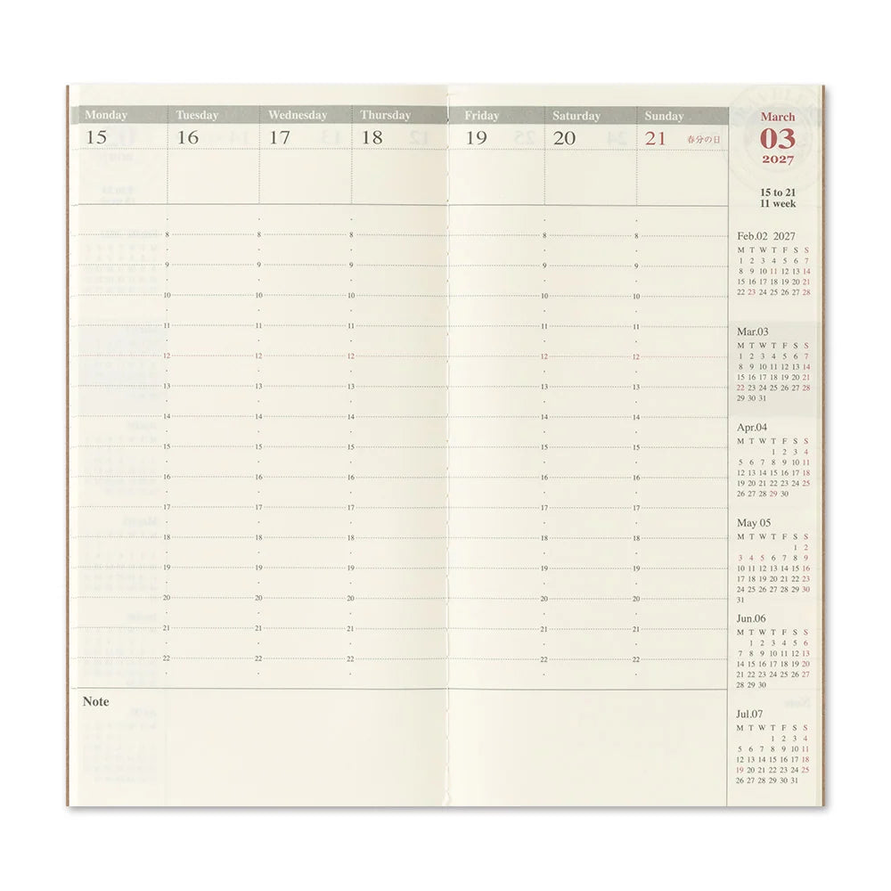 TRAVELER'S COMPANY Vertical Size Diary 2027 - Weekly