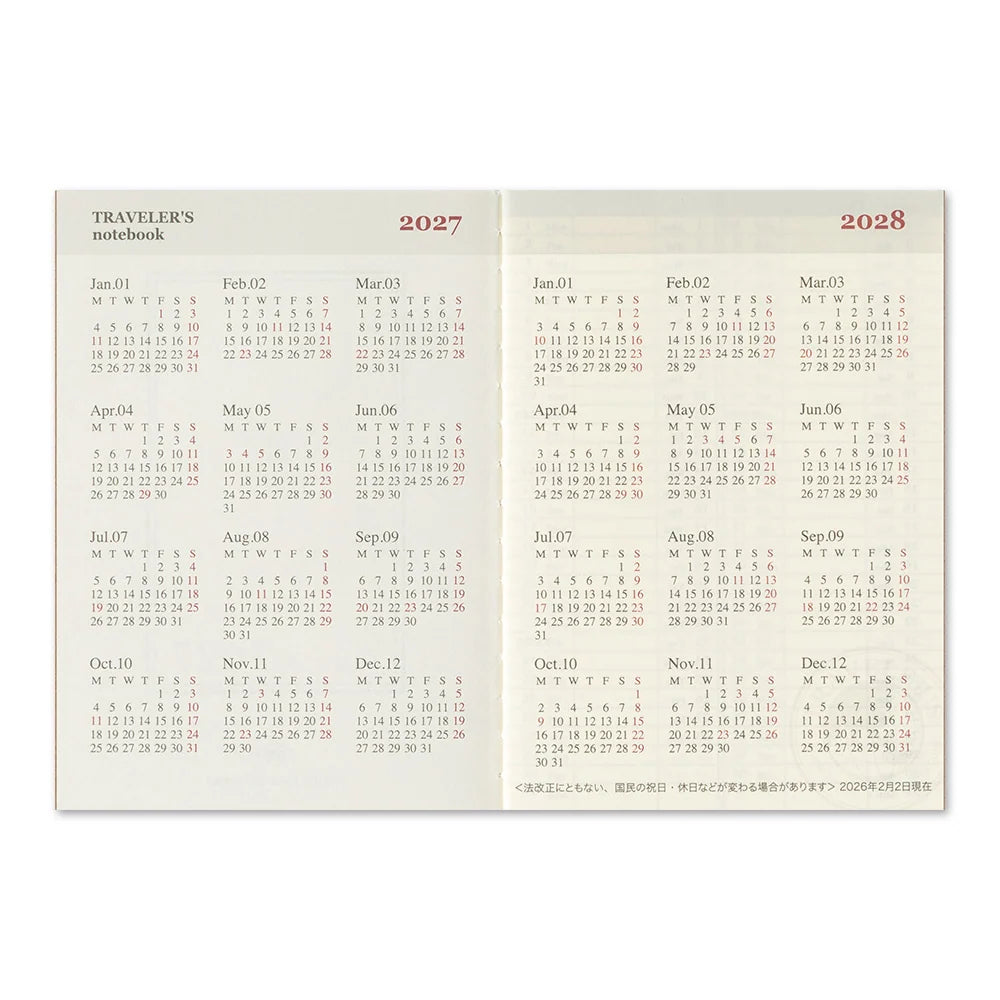 TRAVELER'S COMPANY Passport Size Diary 2027 - Weekly