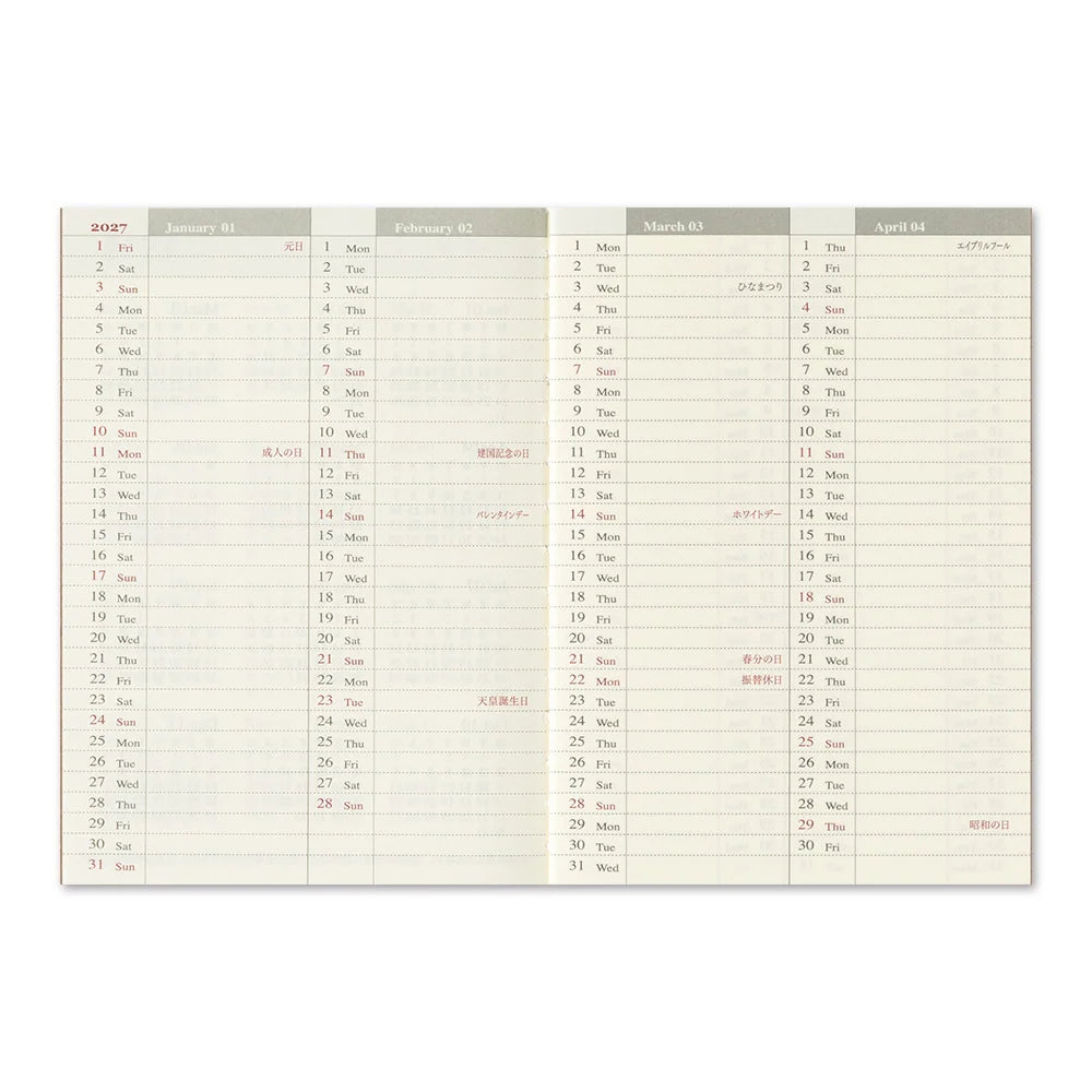 TRAVELER'S COMPANY Passport Size Diary 2027 - Weekly