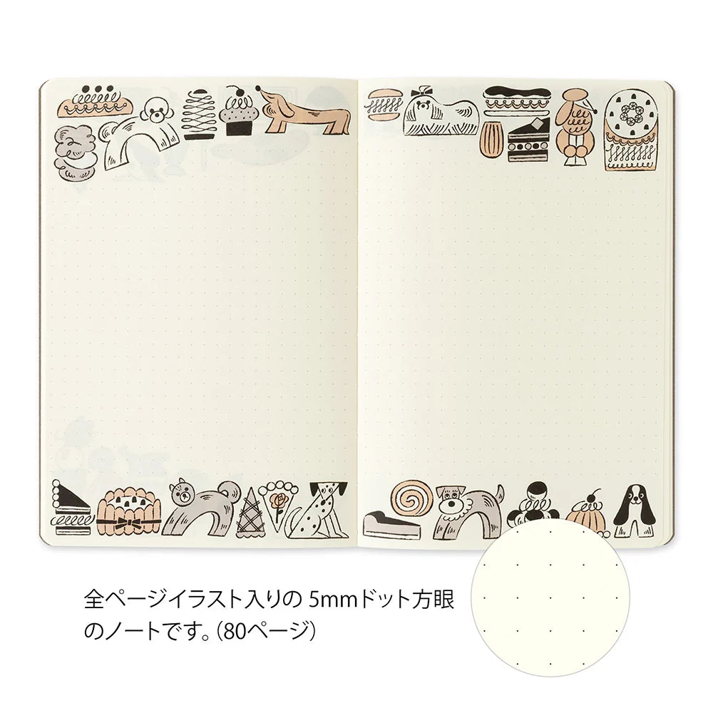Midori Yuru Log Notebook B6 - Sweets & Animals