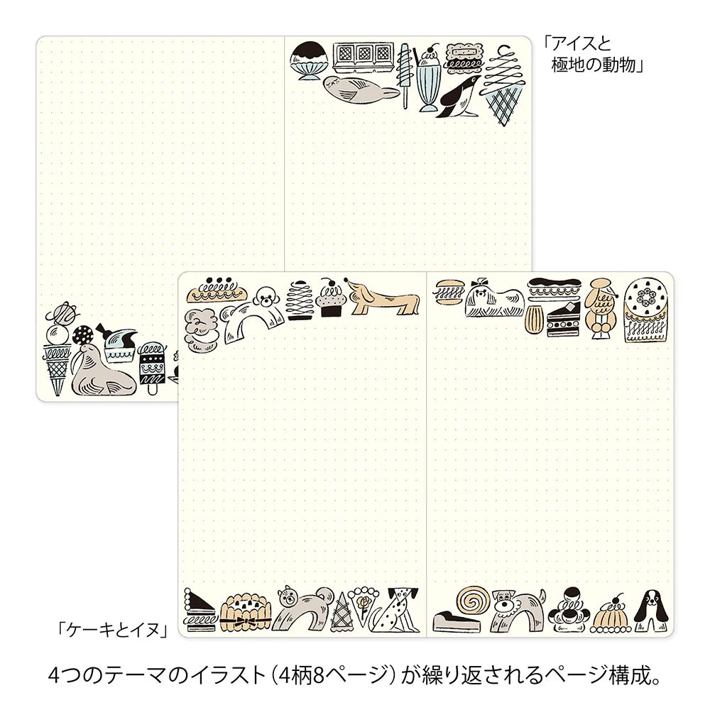 Midori Yuru Log Notebook B6 - Sweets & Animals