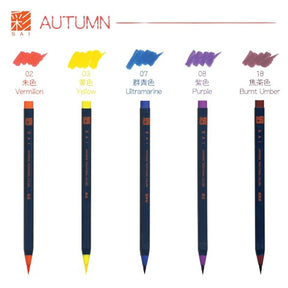 Akashiya Sai Watercolor Brush Pen - Autumn 5 Color Set