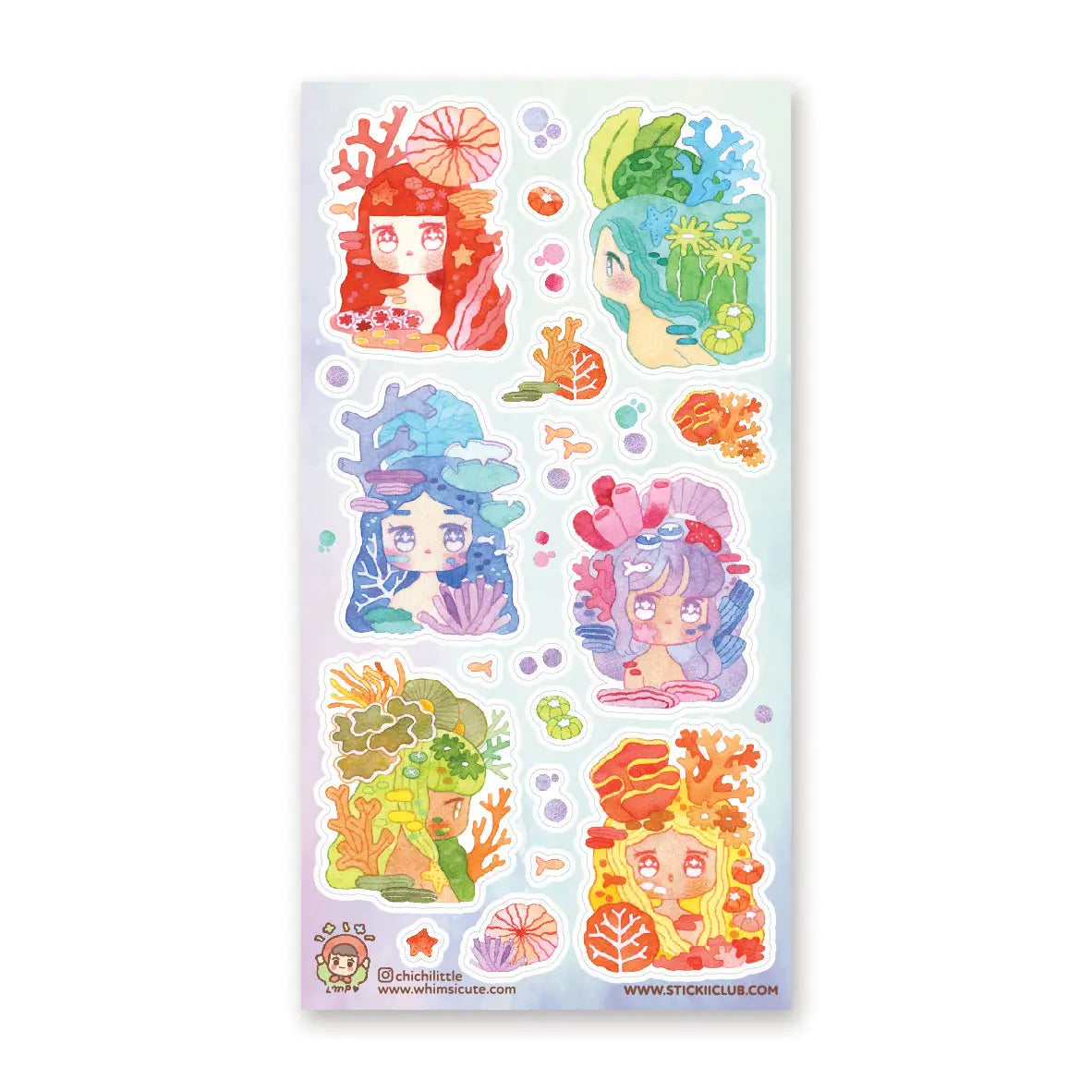 STICKII Sticker Sheet - Colorful Coral Girls