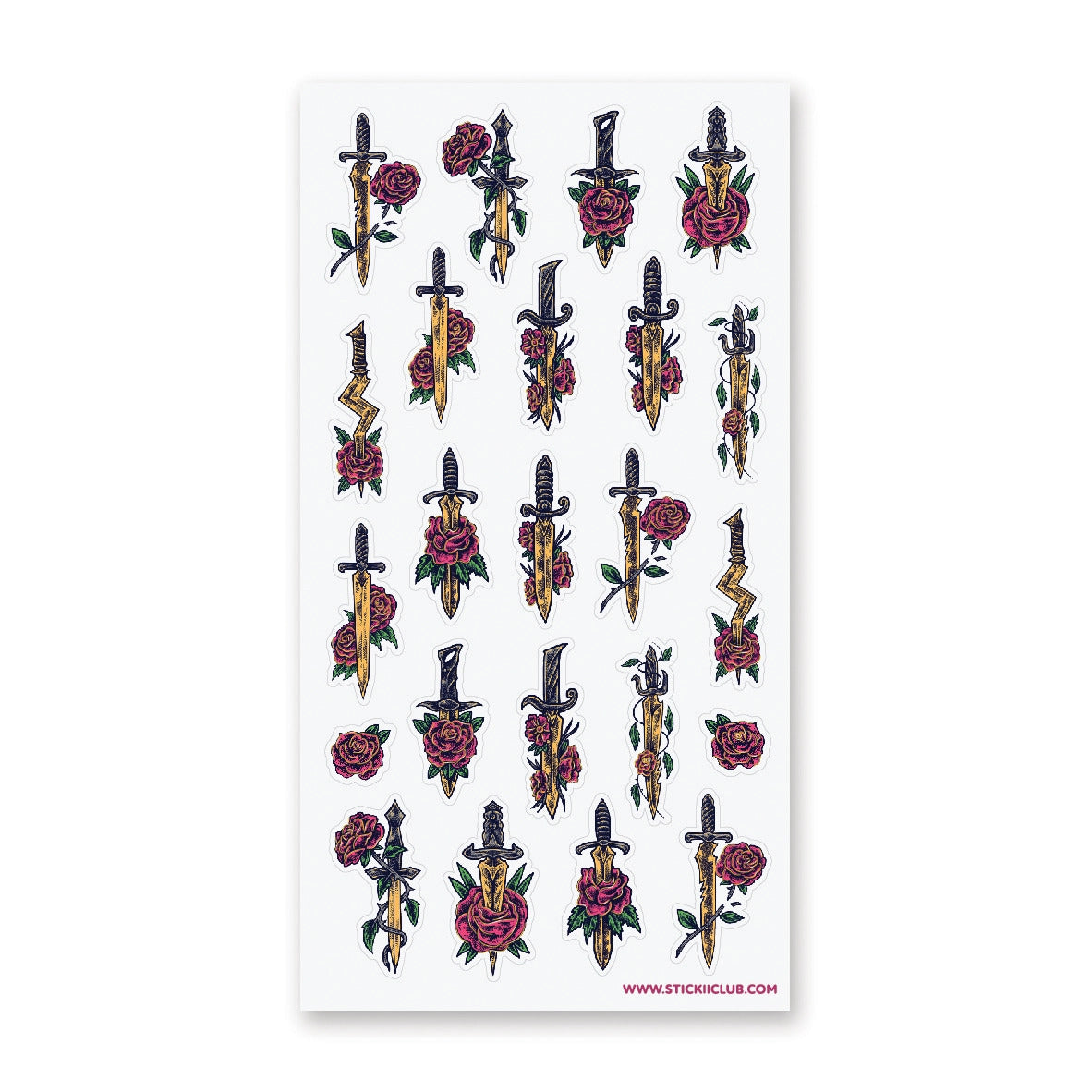 STICKII Sticker Sheet - Floral Swords