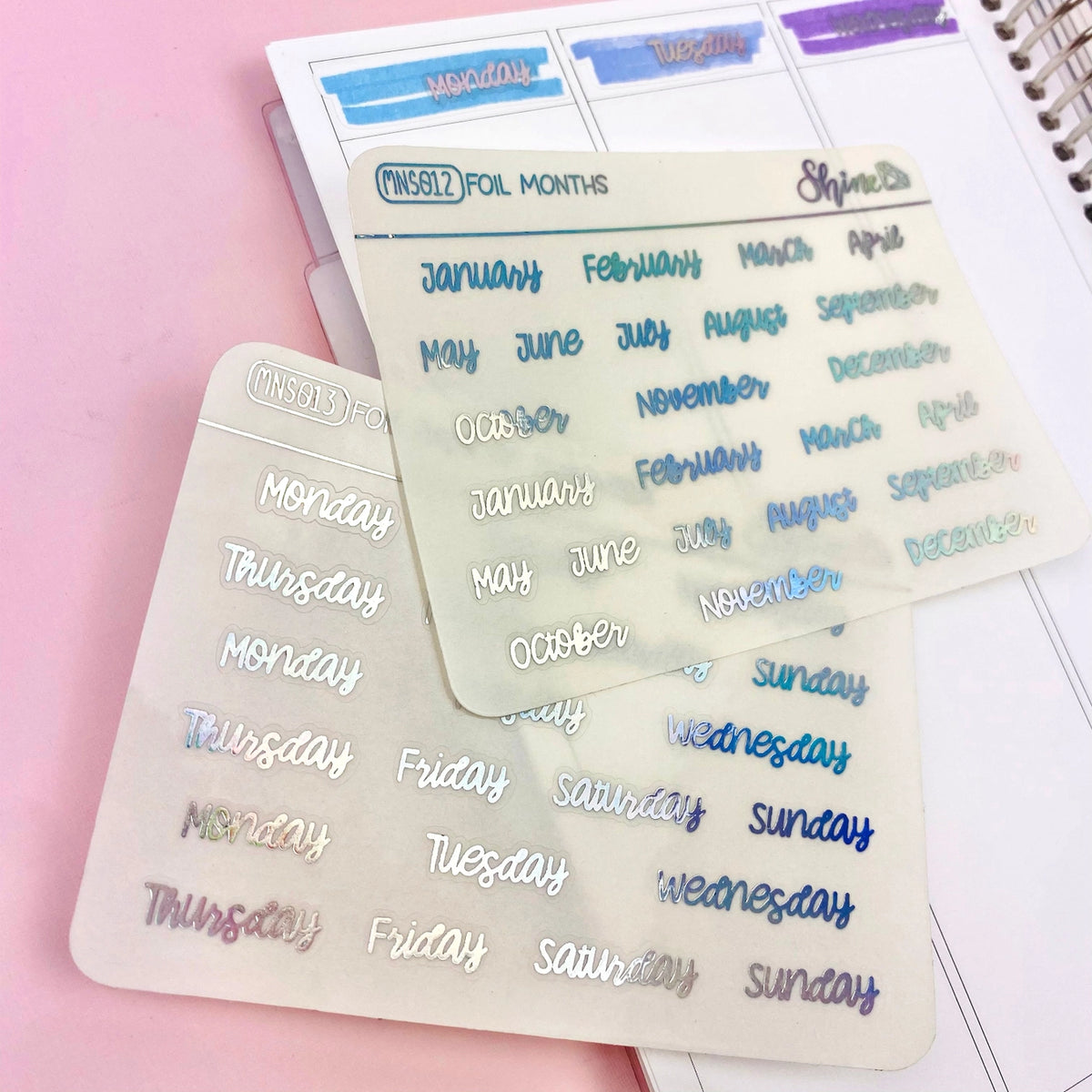 Shine Sticker Studio - Clear Foil Mini Days of the Week Tabs