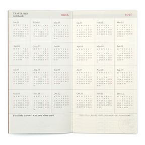 TRAVELER'S COMPANY Regular Size Diary 2026 Mid Year Weekly Vertical Planner