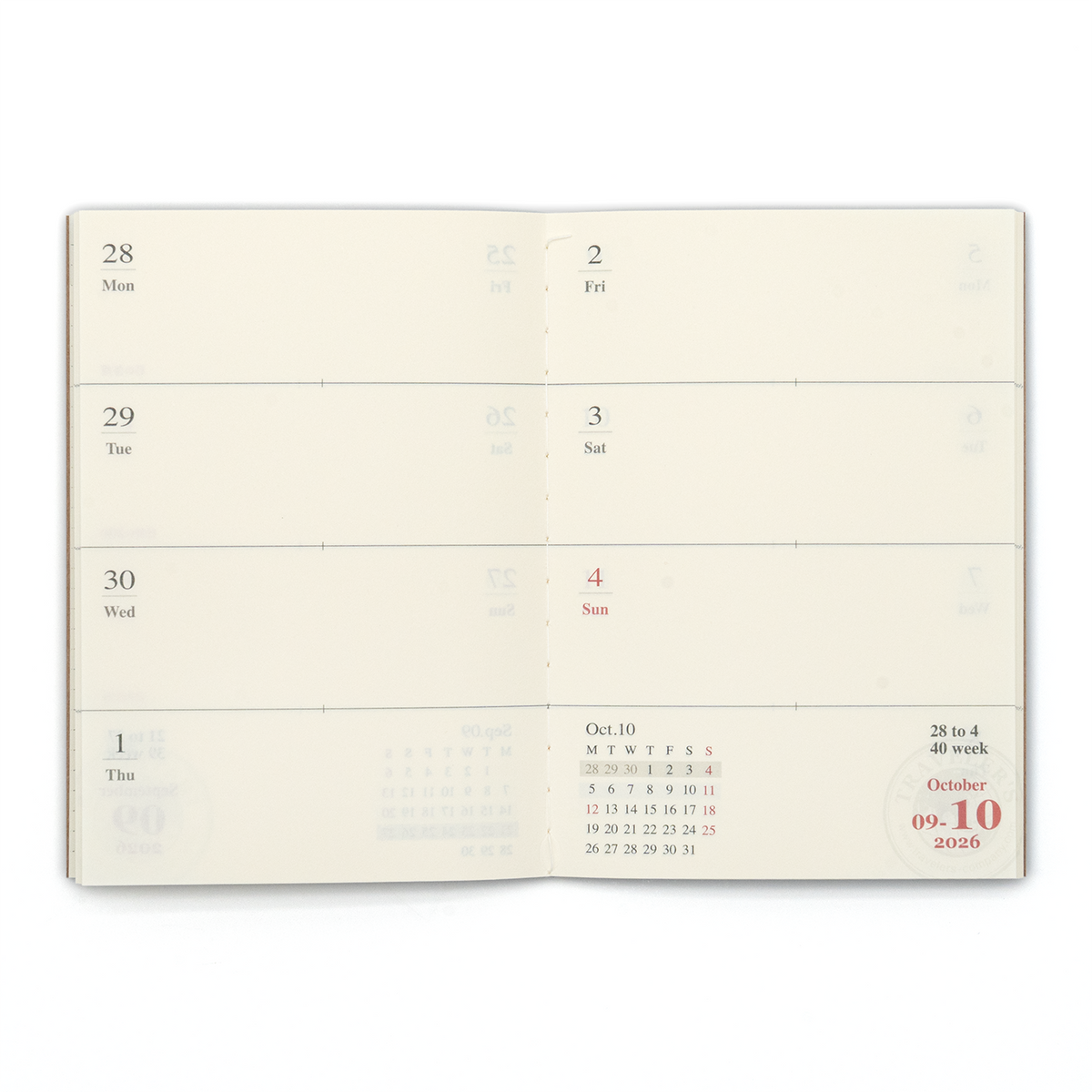 TRAVELER'S COMPANY Passport Size Diary 2026 Mid Year Weekly Planner