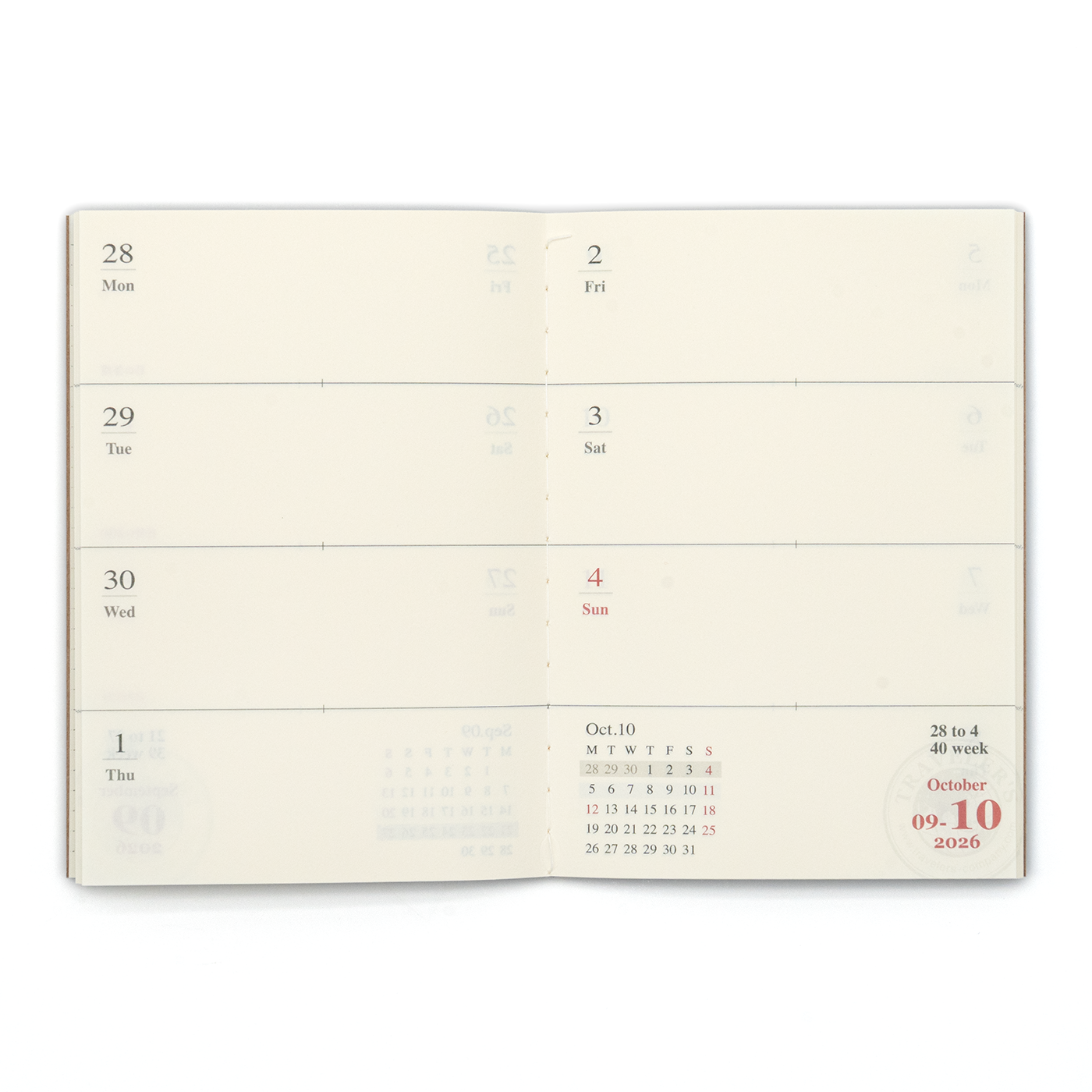 TRAVELER'S COMPANY Passport Size Diary 2026 Mid Year Weekly Planner