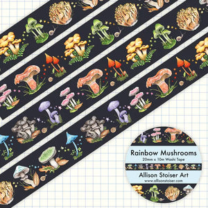 Allison Stoiser Art - Washi tape - 20mm - Rainbow Mushroom