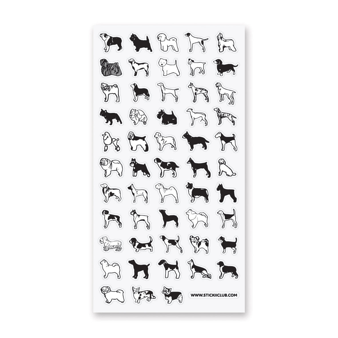 STICKII Sticker Sheet - B&W Dogs