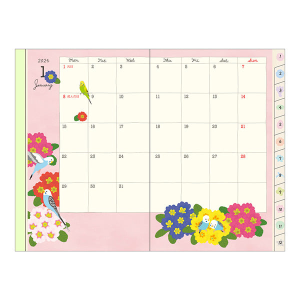 Midori 2024 Pocket Diary Mini- Bird Pattern