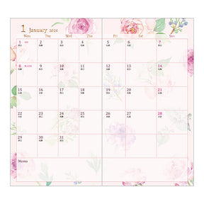 Midori 2024 Pocket Diary Slim- Country Time Floral Pattern