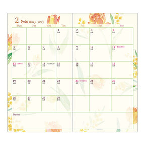 Midori 2024 Pocket Diary Slim- Country Time Floral Pattern