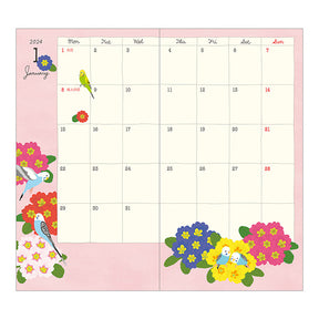 Midori 2024 Pocket Diary Slim- Bird Pattern