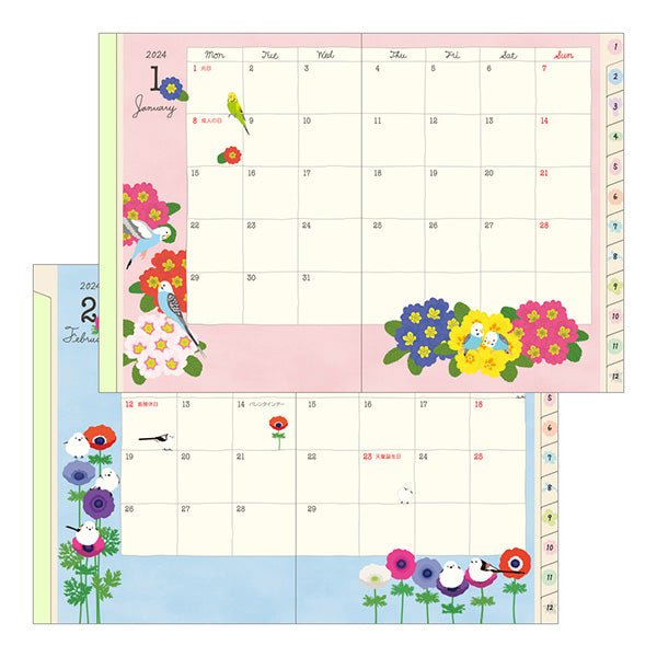 Midori 2024 Pocket Diary A6- Bird Pattern