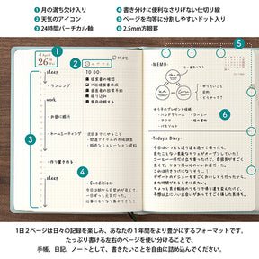Midori Diary Hibino 2024 Blue Green - A6