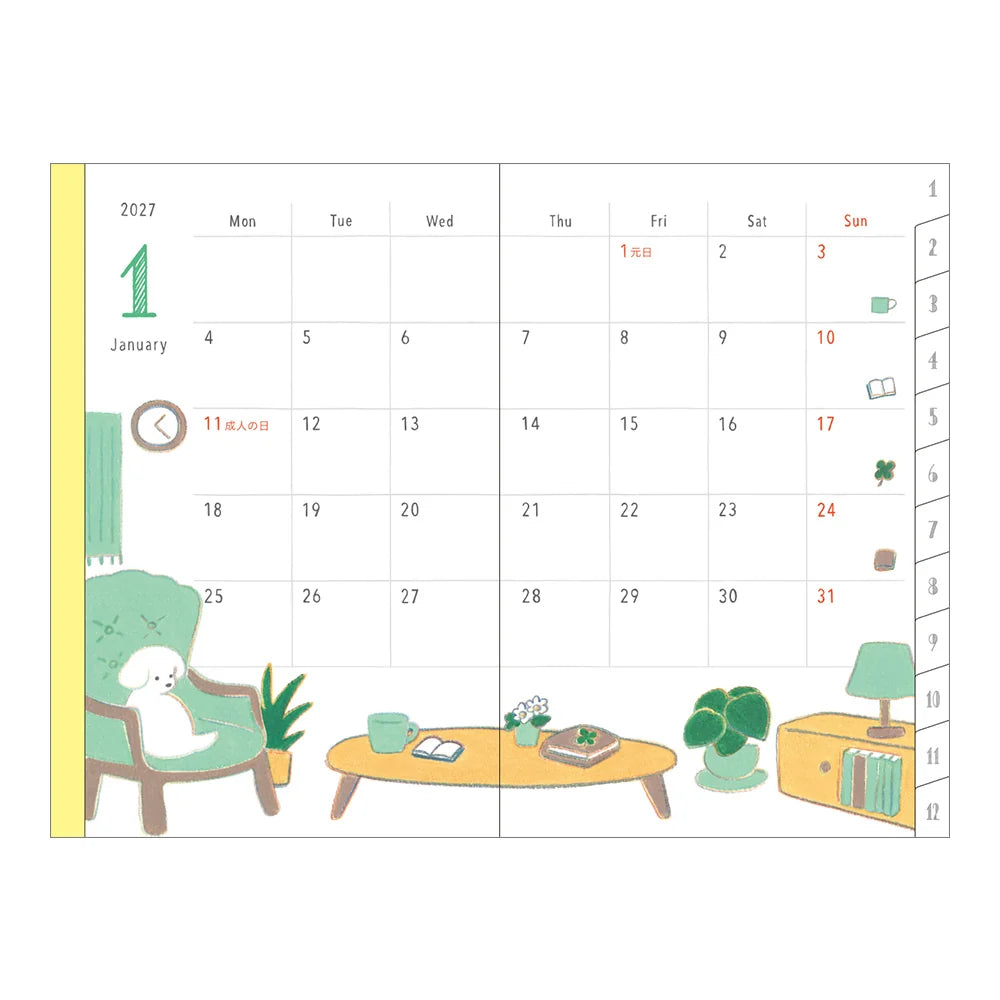 Midori 2027 Pocket Diary Mini (B7) - Dog