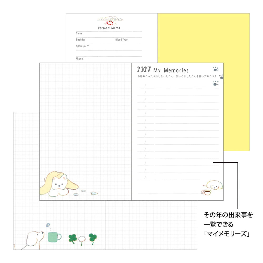 Midori 2027 Pocket Diary Mini (B7) - Dog