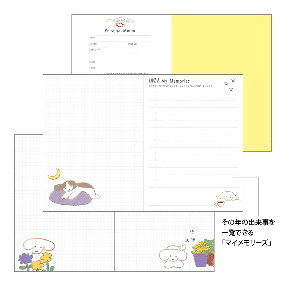 Midori 2027 Pocket Diary (A6) - Dog