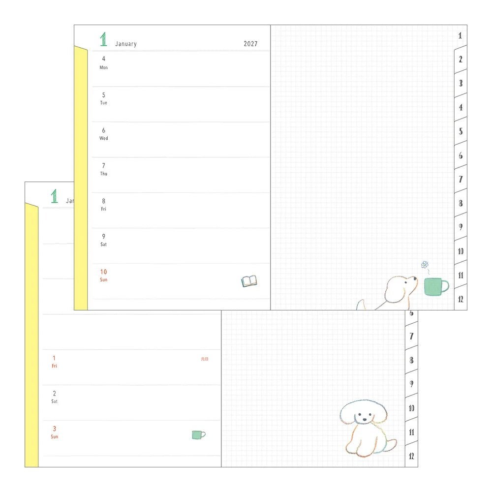 Midori 2027 Pocket Diary - (B6) Dog