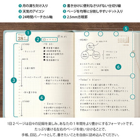 Midori Diary Hibino 2027 Blue Green - A6