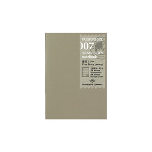 TRAVELER'S COMPANY Passport Sized Refill - 007 Free Diary Weekly