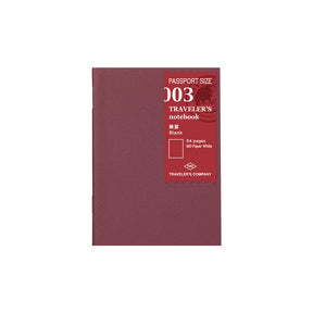 TRAVELER'S COMPANY #003 Passport Sized Regular Refill Blank