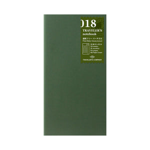 TRAVELER'S COMPANY Regular Sized Refill - 018 Free Diary Weekly Vertical