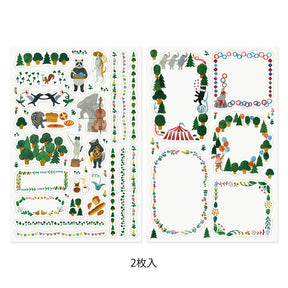 Midori Yuru Log Sticker Sheets - Forest Animal