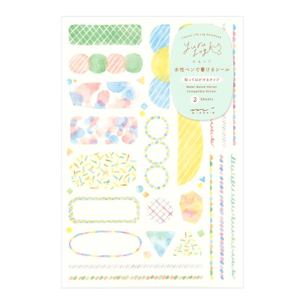 Midori Yuru Log Sticker Sheets - Watercolor