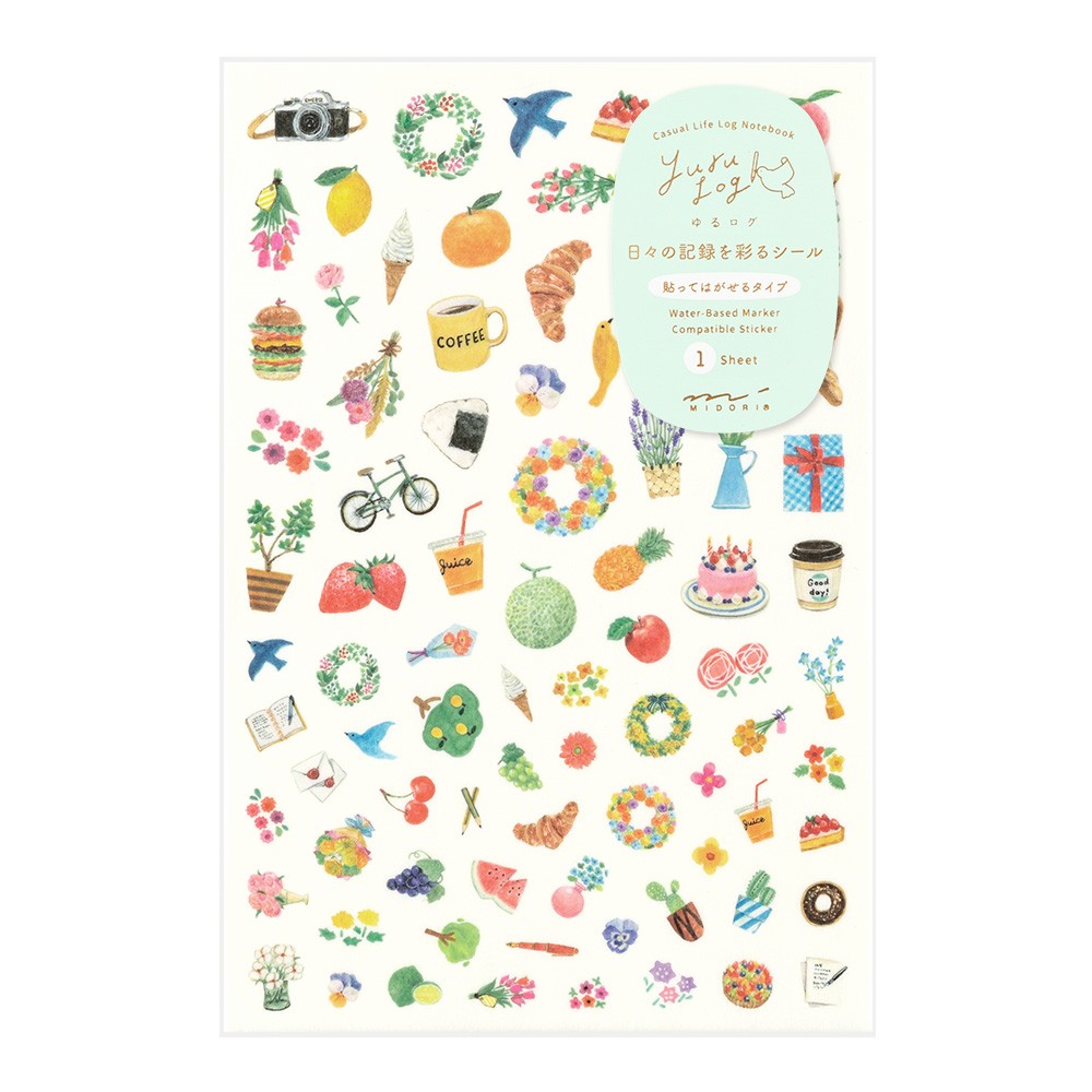 Midori Yuru Log Sticker Sheet - Motif