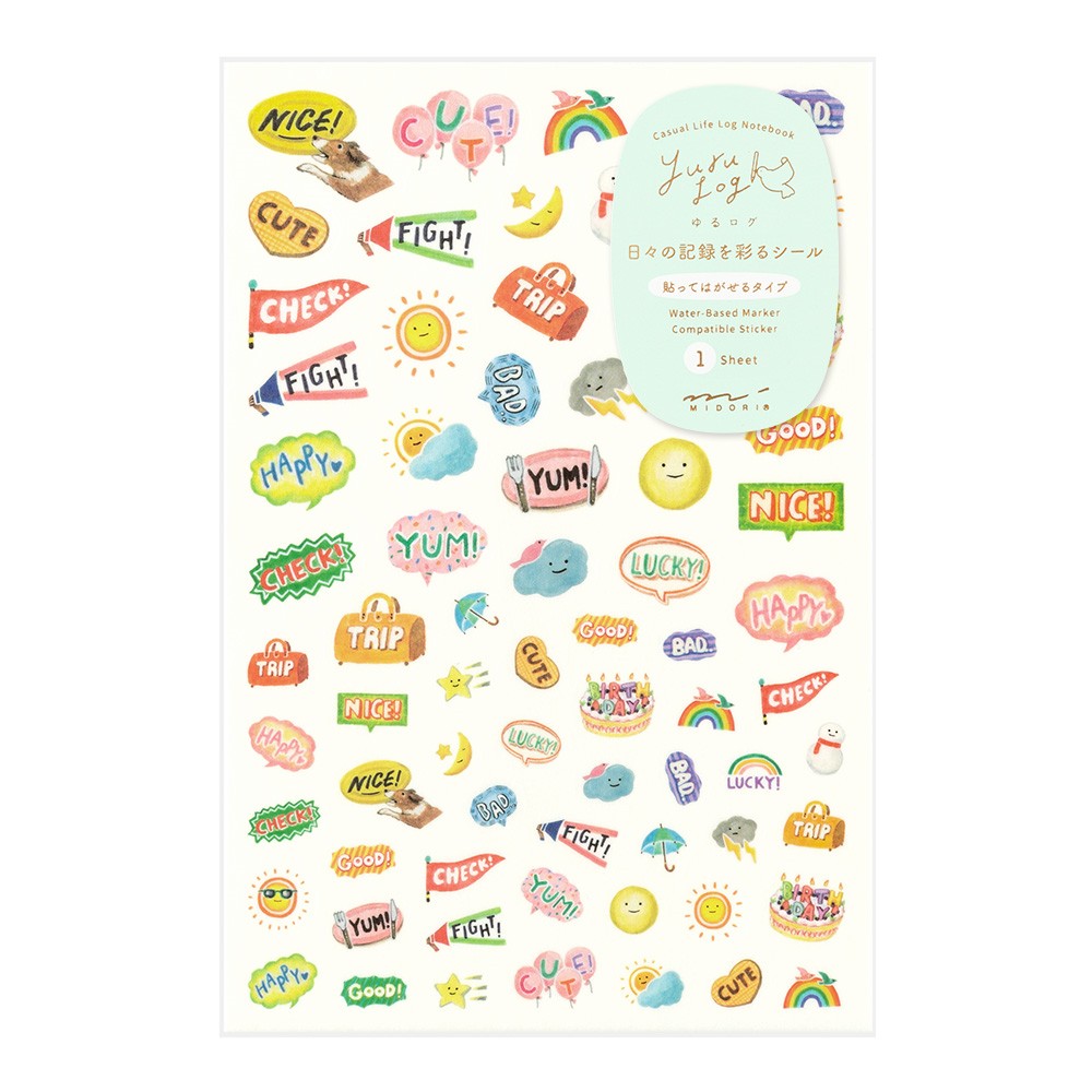 Midori Yuru Log Sticker Sheet - Feeling