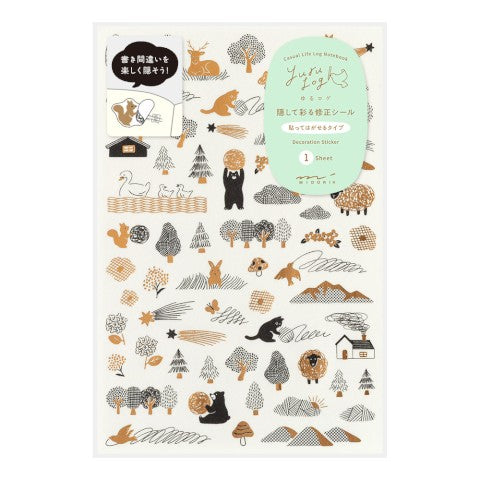 Midori Yuru Log Sticker Sheet - Camouflage Forest