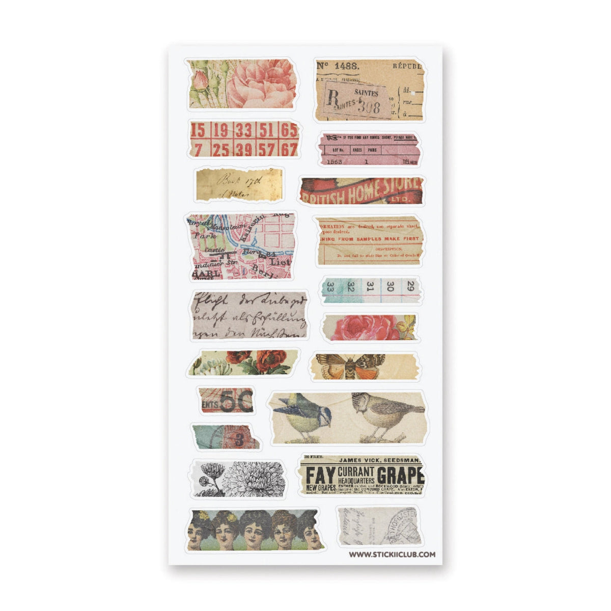 STICKII Sticker Sheet - Ephemera Strips