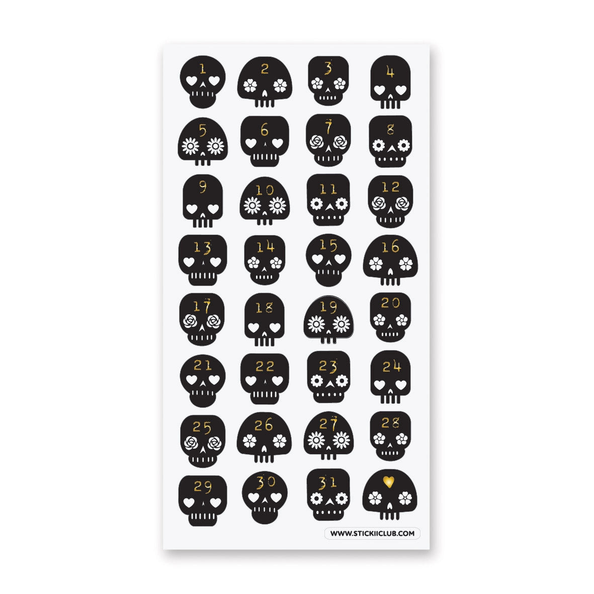 STICKII Sticker Sheet - Numbered Skulls