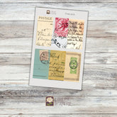 Rose Paperie - Postcard Strips Vintage Sticker Sheet