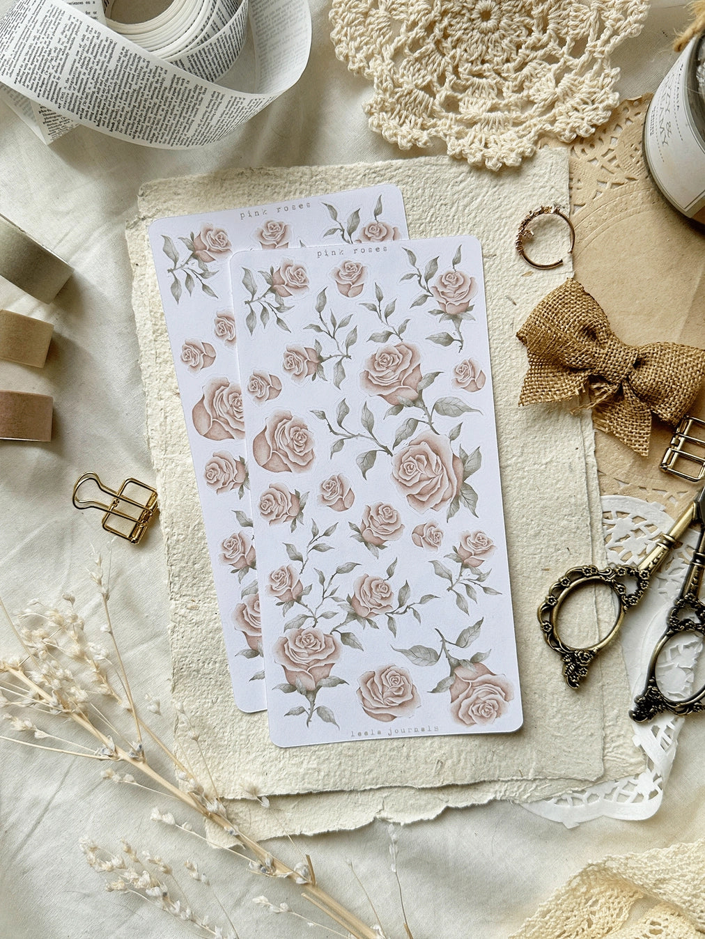 Leelajournals Dark Pink Rose Sticker Sheet