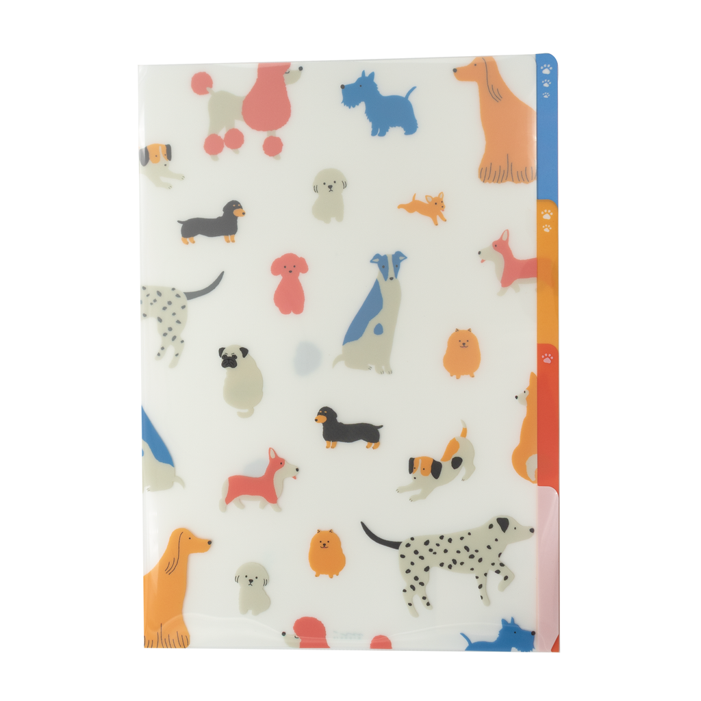 midori様　３ Midori 3 Pocket Clear Folder A4 Dogs